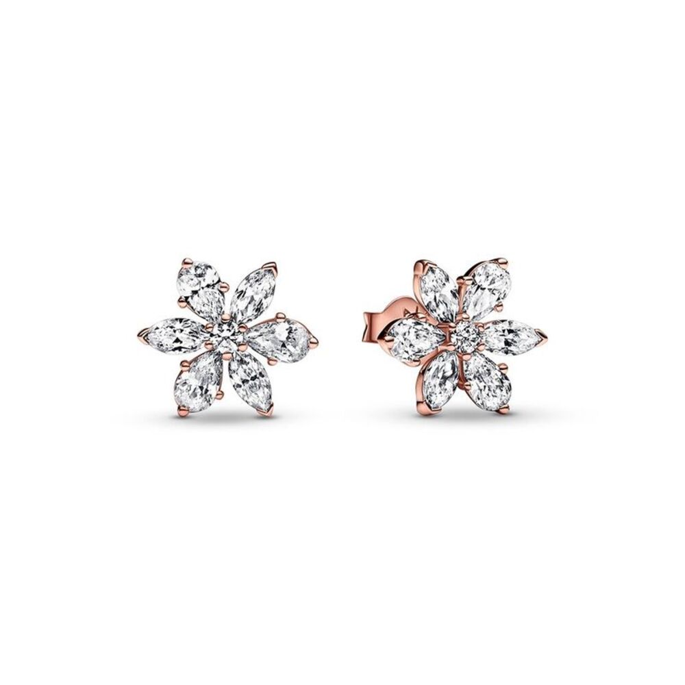 Pandora Timeless 14K Rose Gold Plated Cz Sparkling Herbarium Cluster Stud